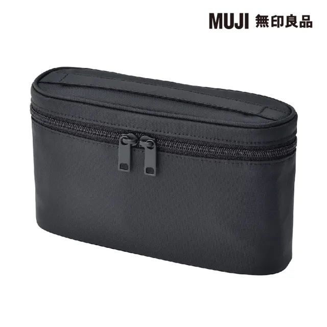 【MUJI 無印良品】尼龍手提化妝包.薄型/黑.約12.5x20.5x6cm