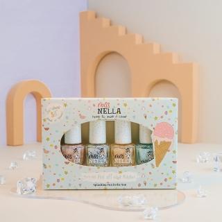 【MISS NELLA】兒童水性可撕式安全指甲油-微風氣泡4入組(沁涼夏日果凍色系)