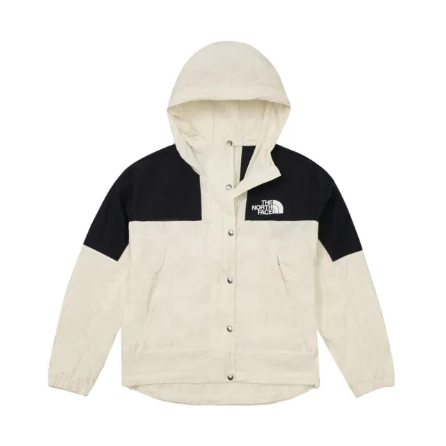 【The North Face 官方旗艦】北面女款米白色DWR防潑水下擺抽繩連帽外套｜81RXROU