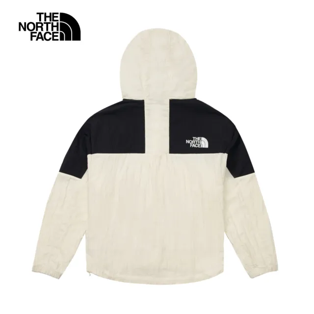 【The North Face 官方旗艦】北面女款米白色DWR防潑水下擺抽繩連帽外套｜81RXROU