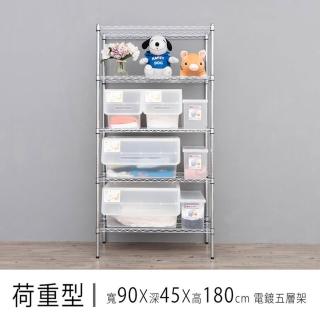 【dayneeds 日需百備】荷重型 90x45x180公分 電鍍（鎖管）五層架(鐵力士架/收納層架/層架/鐵架)