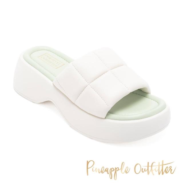 【Pineapple Outfitter】REGIS 雲朵寬帶粗跟拖鞋(白色)