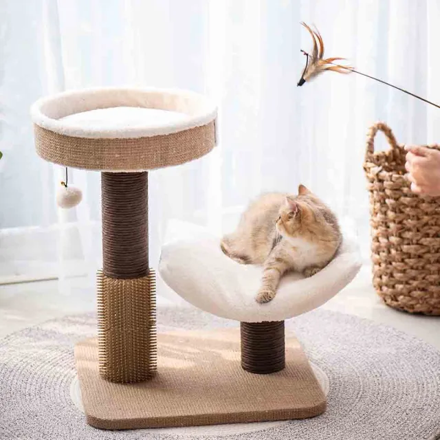 【Petpals】簡約雙柱療癒貓跳台-2層(貓跳台/貓窩/貓爬架/貓樹/貓咪跳台/貓抓柱)