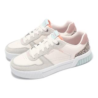 【SKECHERS】休閒鞋 Jade-Feline Instinct 女鞋 米白 豹紋 麂皮 板鞋(185091-NTMT)