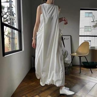 【巴黎精品】現貨+預購 洋裝連身長裙(無袖背心裙大口袋抽繩女裙子2色a1fu57)