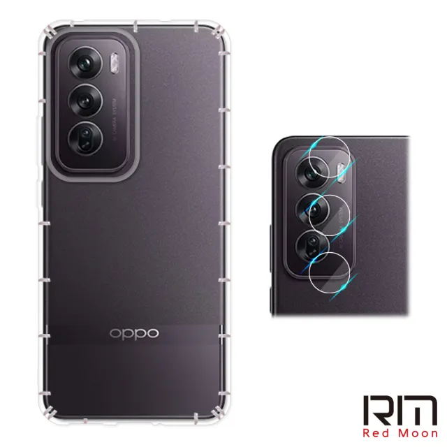 【RedMoon】OPPO Reno12 Pro / Reno12 5G 手機殼貼2件組 空壓殼鏡頭增高版+厚版鏡頭貼