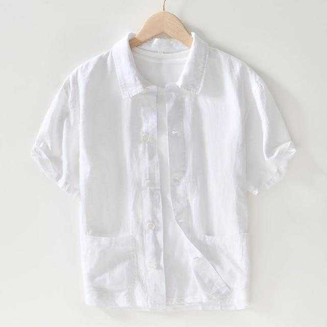 【巴黎精品】現貨+預購 襯衫短袖上衣(亞麻寬鬆外搭襯衣男裝4色a1es9)