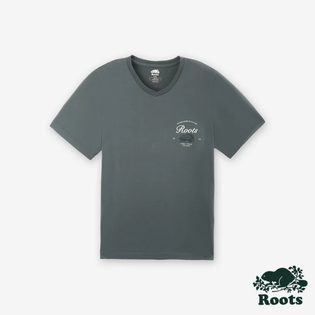 Roots Roots男裝- CITY SMART VNECK 短袖上衣(暗藍色)