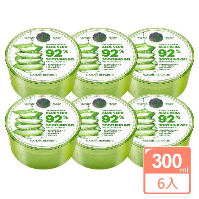 【NATURE REPUBLIC】92%蘆薈補水修護保濕凝膠(300mlX6入)