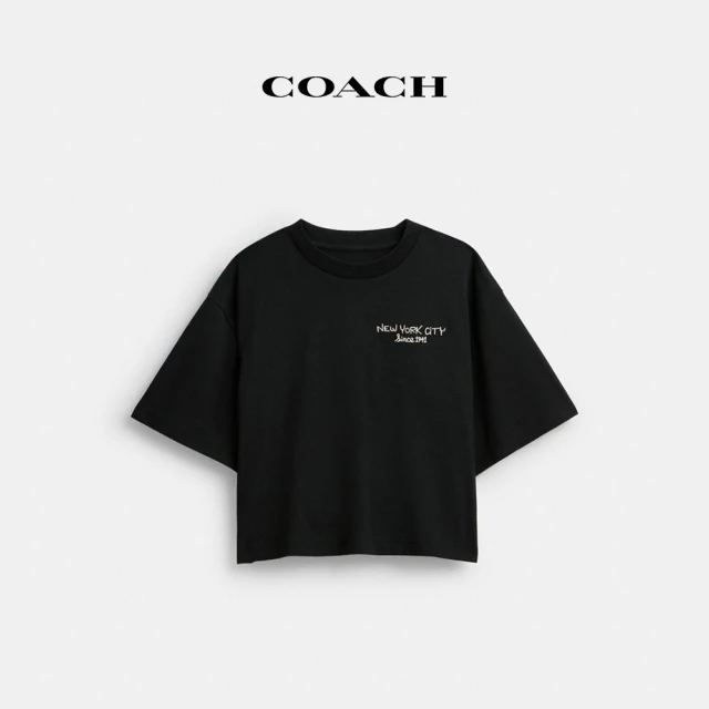 COACHCOACH蔻馳官方直營 NEW YORK ART SCHOOL印花短款T恤-黑色(CT625)