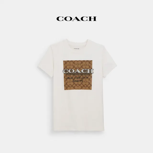 【COACH蔻馳官方直營】NEW YORK棉質經典Logo印花T恤-白色(CT626)