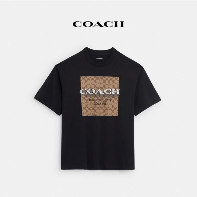 【COACH蔻馳官方直營】NEW YORK棉質經典Logo印花T恤-黑色(CR489)