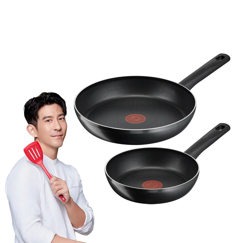 【Tefal 特福】MOMO獨家 法國製強鈦系列26cm不沾鍋平底鍋(贈20cm平底鍋)