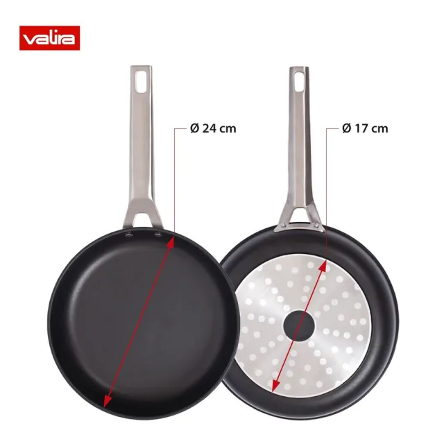 【VALIRA 薇拉】頂級系列不鏽鋼單柄平底鍋24cm(IH爐可用鍋/所爐具適用/西廚專業鍋)