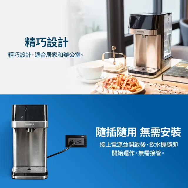 【Philips 飛利浦】2.2L免安裝瞬熱濾淨飲水機(ADD5910M)(主機內含濾心)+濾芯9入