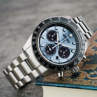 【SEIKO 精工】PROSPEX SPEEDTIMER 冰藍熊貓錶 太陽能三眼計時手錶 禮物 送禮 推薦(SSC935P1/V192-0AH0U)