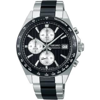 【SEIKO 精工】直條紋三眼計時手錶-41mm 母親節 禮物 送禮(SBTR043J/8T67-00Y0D)
