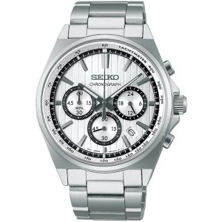 【SEIKO 精工】CS系列 條紋設計賽車三眼計時手錶-41mm 母親節 禮物 送禮(SBTR031J/8T63-01T0S)