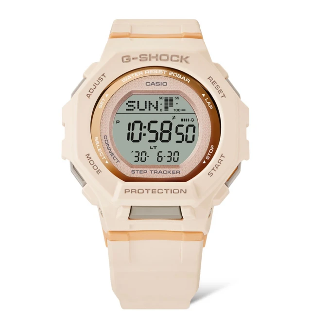 CASIO 卡西歐 G-SHOCK WOMEN 女款系列/藍牙 跑步訓練計步錶/43mm/粉橘(GMD-B300-4)