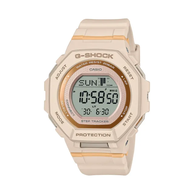 【CASIO 卡西歐】G-SHOCK 自然色調  跑步訓練 運動手錶 電子錶-橘(GMD-B300-4)