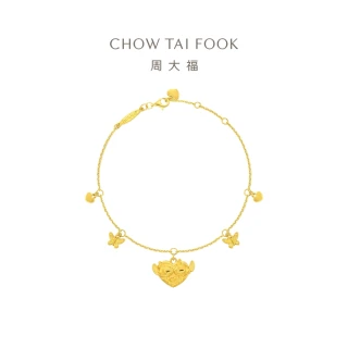【周大福】迪士尼經典系列 史迪奇與安琪黃金手鍊(6.5吋)