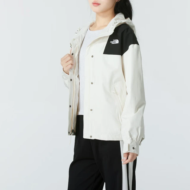 The North Face 北臉 外套 女款 運動連帽外套 衝鋒衣 防風 防潑水 單層 白 NF0A7QSIROU