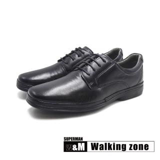 【WALKING ZONE】男 SUPERMAN系列 大方頭4孔正裝商務減壓皮鞋 男鞋(黑色)