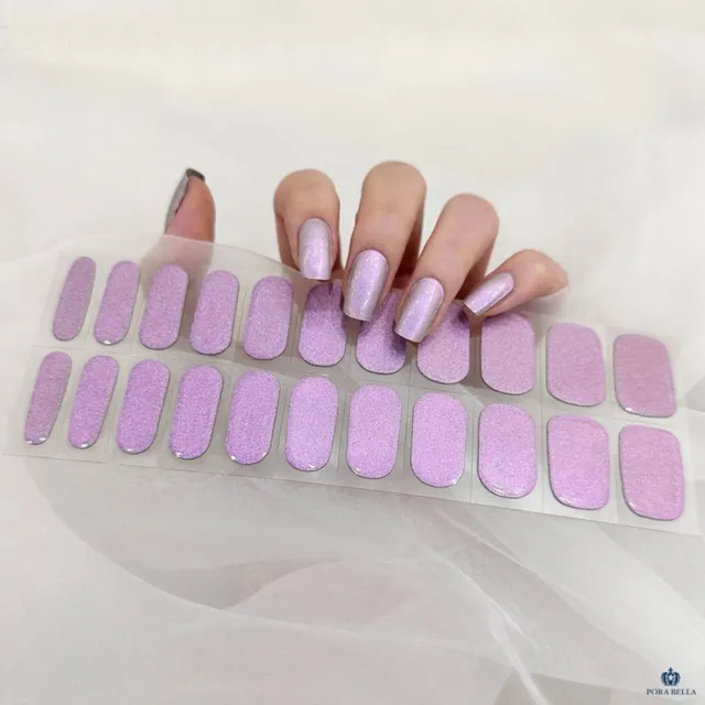 【Porabella】ins風美甲貼片 亮粉紫美甲貼 穿戴甲 指甲貼 假指甲 指甲片 凝膠貼片 韓版光療美甲免照燈