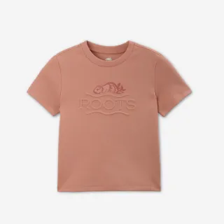 【Roots】Roots 大童-EMBOSSED BEAVER 短袖上衣(豆沙紅)
