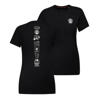 【Mammut 長毛象官方直營】Massone T-Shirt Women Emblems 有機棉機能短袖T恤 女款 黑色 #1017-05231