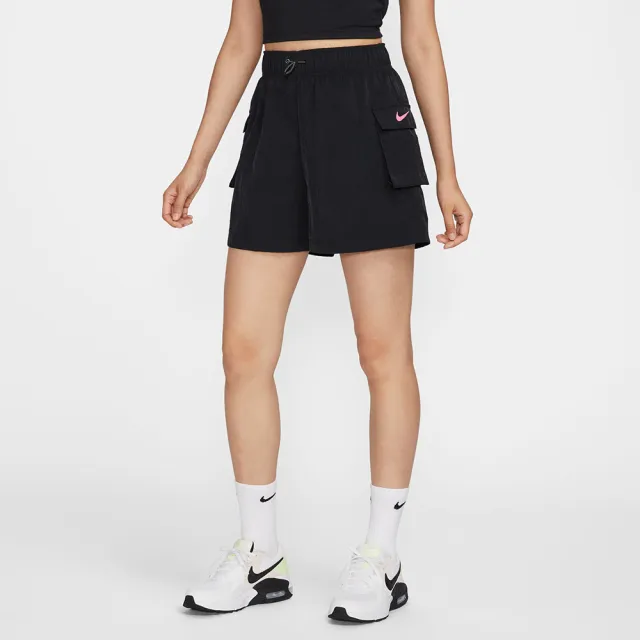 【NIKE 耐吉】AS W NSW ESSNTL WVN SHORT GCEL 黑 尼龍 短褲 女款 運動褲(HM4597-010 ∞)