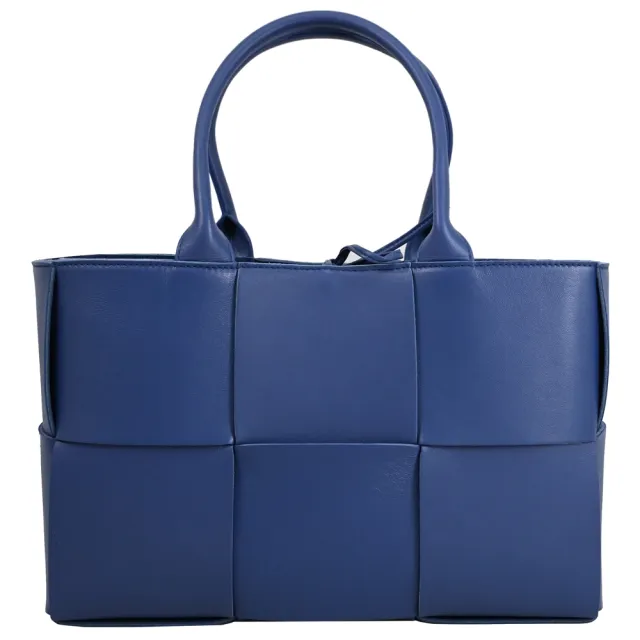 【BOTTEGA VENETA 寶緹嘉】經典手工大格編織小牛皮附萬用袋肩背包托特包(藍 買就送BV隨機吊飾鑰匙圈)
