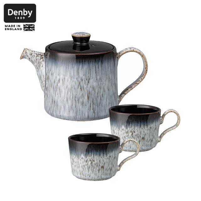 【DENBY】光環茶壺+茶杯/咖啡杯2入組(100%英國製 居禮名店獨家代理)