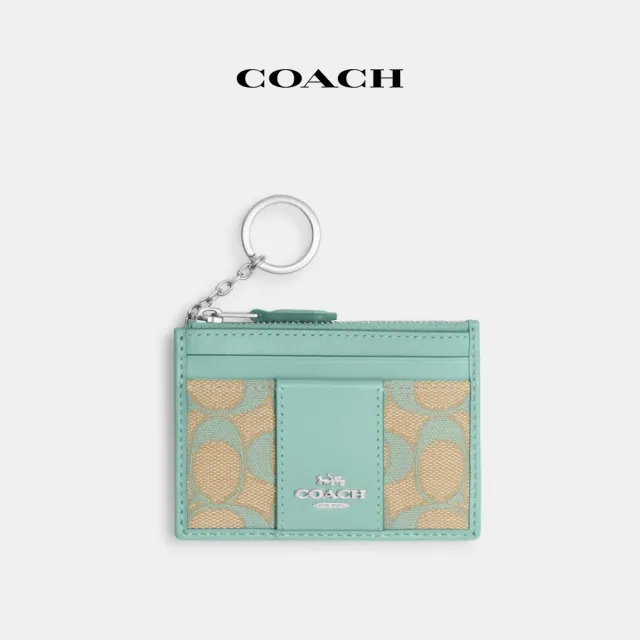 【COACH蔻馳官方直營】經典Logo迷你簡約型證件包-褪藍色(CT994)