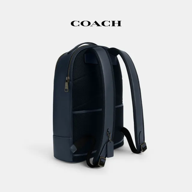 【COACH】蔻馳官方直營 ETHAN經典Logo丹寧布後背包-青銅色硬體/丹寧色/午夜海軍藍色(CU548)