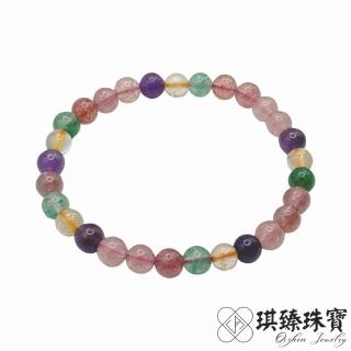 【琪臻珠寶】天然多寶水晶6mm圓珠設計款手鍊(髮晶 草莓晶 紫水晶 東菱玉 多種水晶組合能量強 母親節禮物)