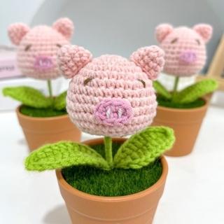 【JEN】手工毛線編織動物盆栽(2款可選/送禮/交換禮物/生日禮物/擺飾)