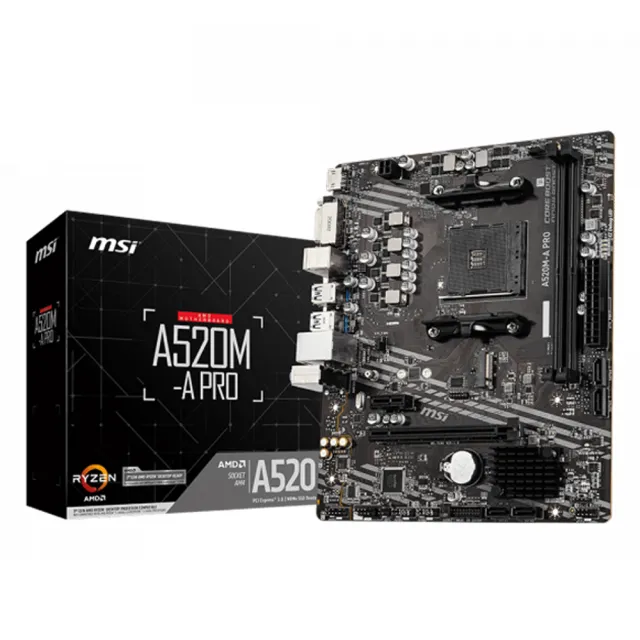 【MSI 微星】微星 A520M-A PRO 主機板+AMD R3 3200G 代理盒裝(M+C組合包)