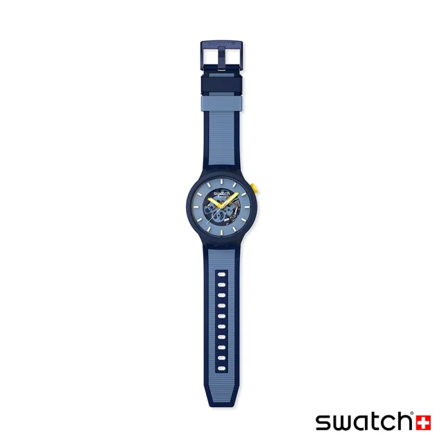 【SWATCH】BIG BOLD 系列手錶 BELOW THE HORIZON 莫蘭迪 藍黃 夜光 男錶 女錶 手錶 瑞士錶 錶(47mm)