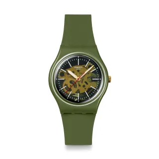 【SWATCH】Gent 原創系列手錶 THRU THE GREENERY 沉穩綠 男錶 女錶 手錶 瑞士錶 錶(34mm)