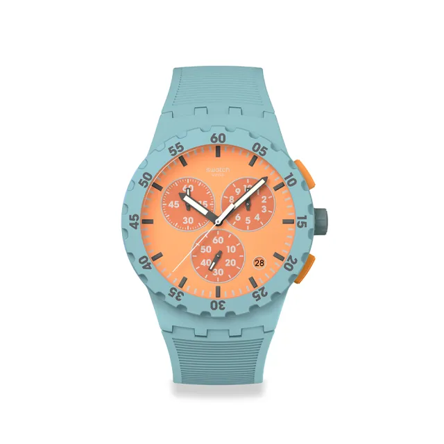 【SWATCH】Chrono 系列 JUICY APRICOT 灰藍色 男錶 女錶 手錶 瑞士錶 錶(42mm)