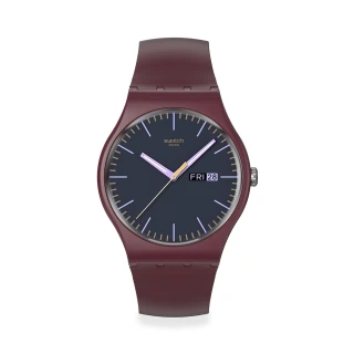 【SWATCH】New Gent 原創系列手錶 BURGUNDY BERRY 酒紅色 黑面盤 男錶 女錶 手錶 瑞士錶 錶(41mm)