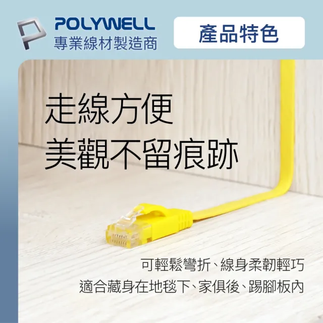 【POLYWELL】CAT6 高速網路傳輸扁線 /2M