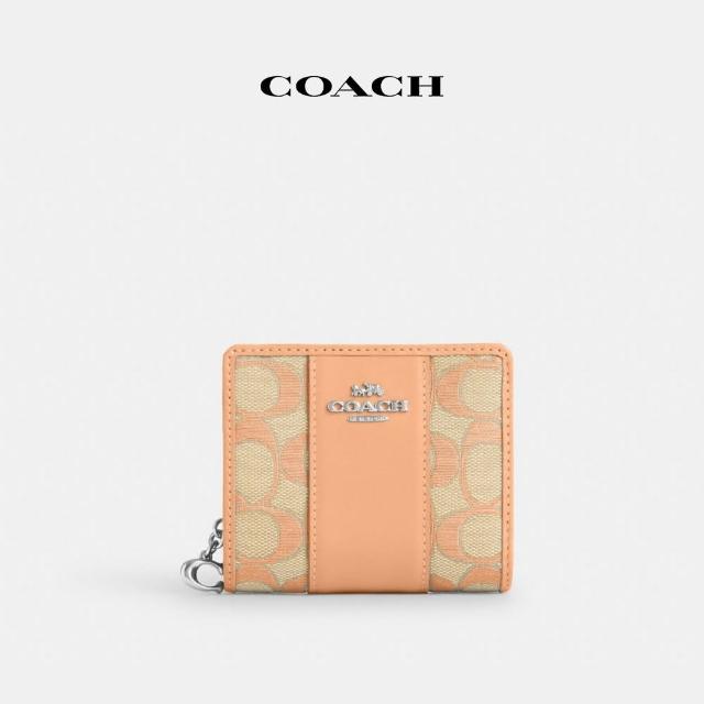 【COACH】蔻馳官方直營 經典Logo搭扣皮夾-褪胭脂粉色(CT980)