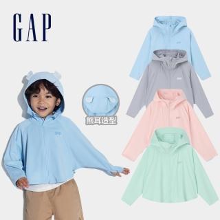 【GAP】幼童裝 Logo熊耳造型防曬連帽外套-多款任選(465967&465371)