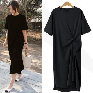 【LANNI 藍尼】★抓皺寬鬆休閒洋裝(女裝/洋裝/套裝/長版上衣/連身裙)