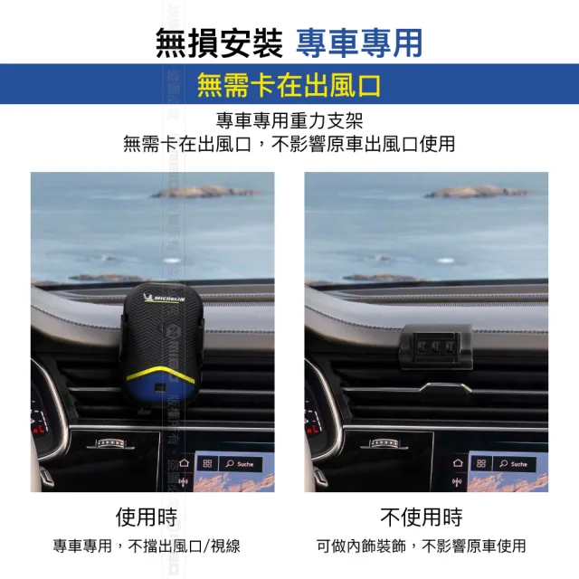 【Michelin 米其林】AUDI 奧迪 Q7 2019-22 專用ML99無線充手機架(QI認證 感應自動開合 峰值15W)