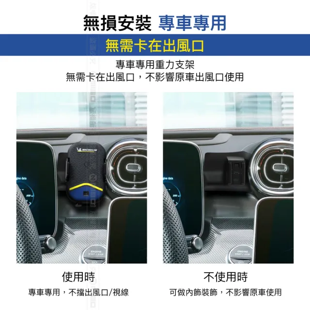 【Michelin 米其林】BENZ 賓士 C CLASS 2022- 專用ML99無線充手機架(QI認證 感應自動開合 峰值15W)