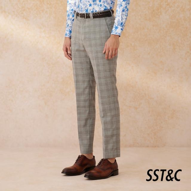 【SST&C】可機洗系列淺灰格紋修身西裝褲0212403004(新品9折)