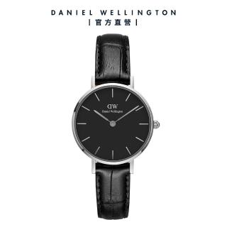 【Daniel Wellington】Petite Reading 28mm爵士黑壓紋真皮錶 絕版(DW手錶 DW00100235)